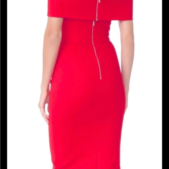 NICHOLAS PONTI RED SHOULDER BAND MIDI DRESS SIZE 10 NWT - Picture 2 of 6